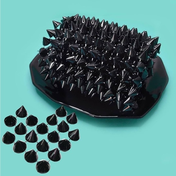 NEW 0.5 Yard Sew Stitch On Spike Stud Cone Flat Back Plastic Trim Mesh 10 Rows - Picture 1 of 9